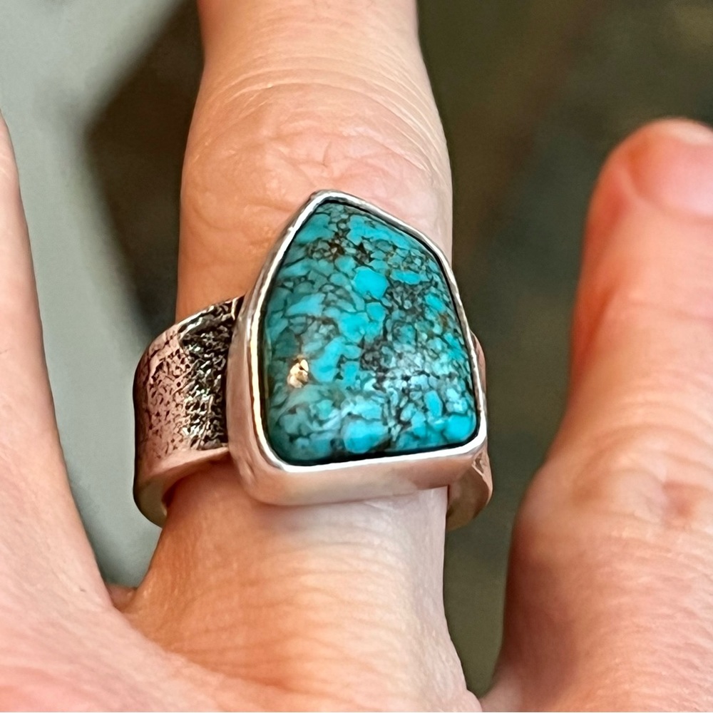 Noah Pfeffer genuine turquoise and sterling handmade artisan ring